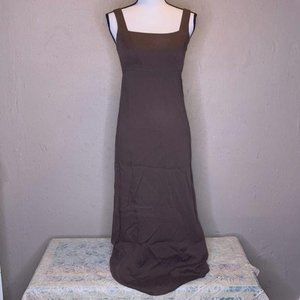 Liz Claiborne Maxi Dress 2P Brown 2 Petite Lyocell Rayon Sleeveless Micro Stripe
